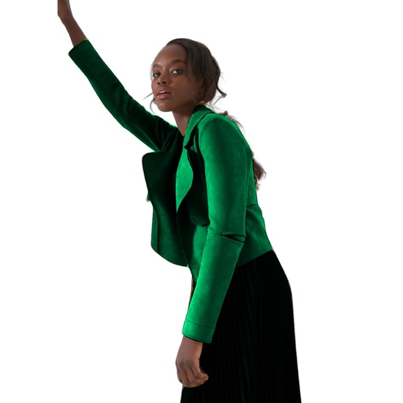 SØSKEN HALLE GREEN- FAUX SUEDE JACKET BNWT SIZE 2 - Picture 7 of 13